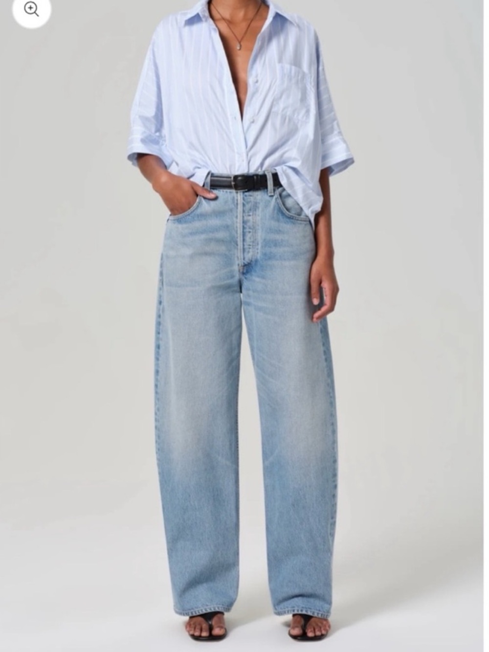 Citizens of Humanity Ayla Baggy Cuffed Crop Wide Leg Jeans Gemini Light Blue 28 - Picture 3 of 14